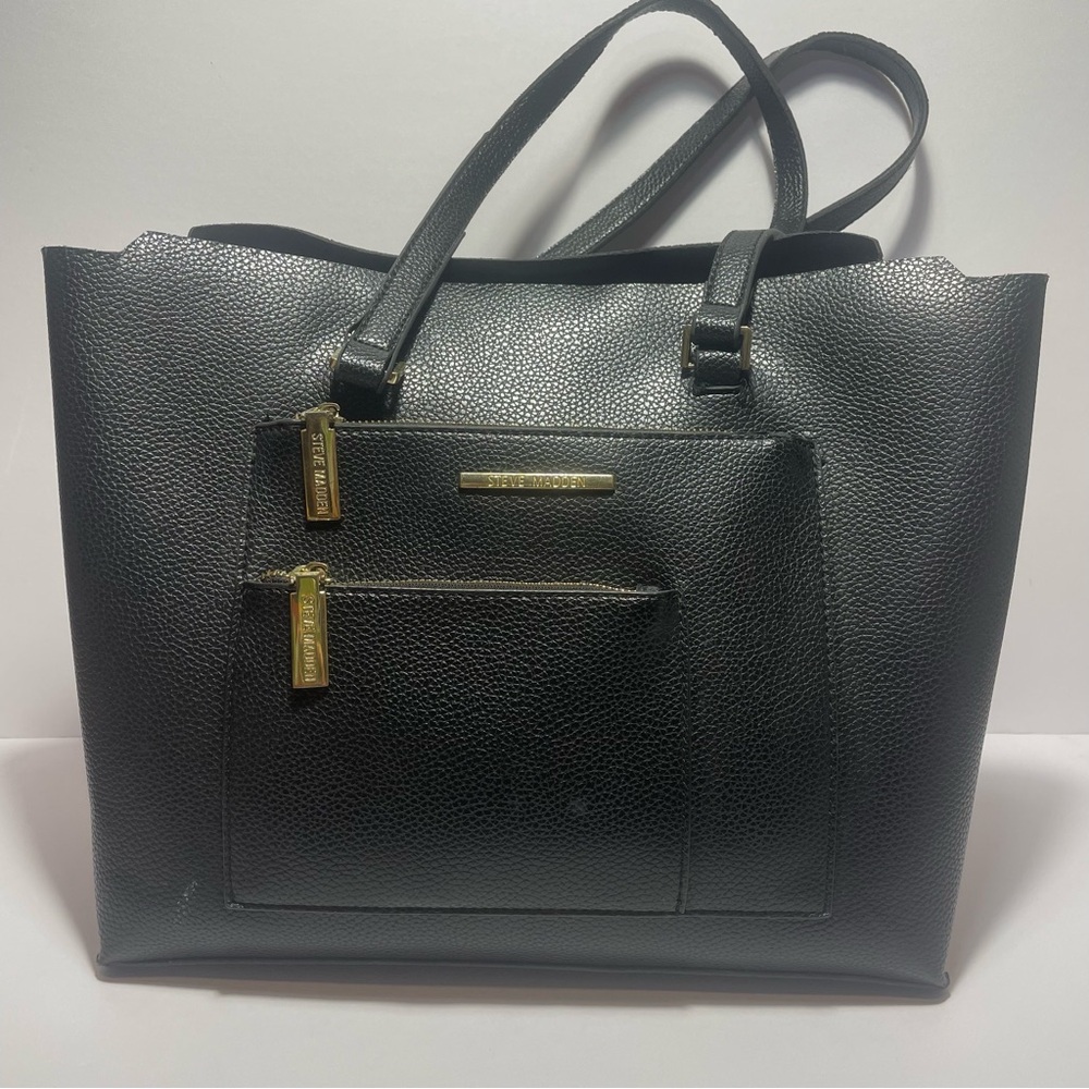 Steve Madden Black Tote with Gold Accents